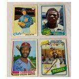 4-Card Vintage Baseball Star Lot - Rickey Henderson 2nd Year, Ozzie Smith 2nd Year and Traded, Bruce Sutter 2nd Year
