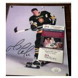 Mario Lemieux Signed Photo with JSA COA Strohs Hockey Plaque With Card