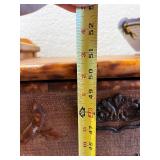 Vintage Bamboo-Style Tall Dresser with Textured Drawers and Decorative Accents