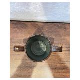 Handmade Studio Pottery Two-Handled Mug with Brown and Green Glaze