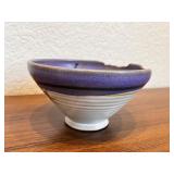 Handcrafted Ceramic Bowl Signed RHM, 7 Inch Diameter