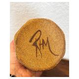 Handmade Ceramic Octagonal Vase with Purple and Green Brushwork, Signed