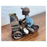 Handcrafted Figurine of Vendor with Bicycle and Barrel - Mabi de Bejuco Seibano Theme