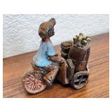 Handcrafted Figurine of Vendor with Bicycle and Barrel - Mabi de Bejuco Seibano Theme