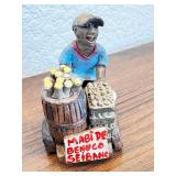 Handcrafted Figurine of Vendor with Bicycle and Barrel - Mabi de Bejuco Seibano Theme