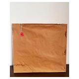 Framed Textile Art in Red and Orange with Abstract Design