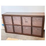 8-Cube Wood Storage Organizer with Fabric Bins, 31x47x12 Inches