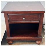 Wooden Nightstand with Drawer and Open Shelf, 24 Inch Wide