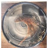 Handcrafted Raku Ceramic Art Plate with Abstract Glaze 13 Inch