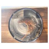Handcrafted Raku Ceramic Art Plate with Abstract Glaze 13 Inch