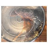 Handcrafted Raku Ceramic Art Plate with Abstract Glaze 13 Inch