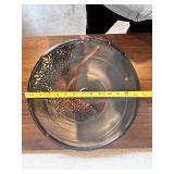 Handcrafted Raku Ceramic Art Plate with Abstract Glaze 13 Inch