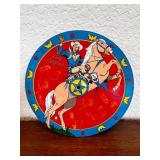 Vintage Roy Rogers and Trigger Metal Litho Toy Disc 11 Inch