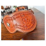 Collection of Western Spurs with Tooled Leather and Beaded Strap