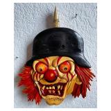 Set of 2 Handcrafted Wood Carved Clown Wall Masks Signed P. A. Barry