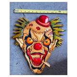 Set of 2 Handcrafted Wood Carved Clown Wall Masks Signed P. A. Barry