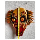 Set of 2 Signed Hand-Carved Colorful Clown Wall Masks