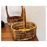 Pair of Rustic Wicker and Twig Baskets with Handles