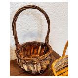 Pair of Rustic Wicker and Twig Baskets with Handles