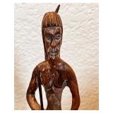 Lot of Tribal Hand-Carved Wooden Figure and Gourd Vessel Decor