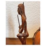 Lot of Tribal Hand-Carved Wooden Figure and Gourd Vessel Decor