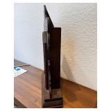 Antique Wooden Case Mantel Clock with Ornate Carving and Glass Panel