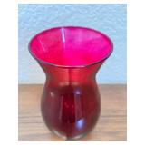 Ruby Red Glass Vase 9 Inch Tall
