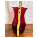 Ruby Red Glass Vase 9 Inch Tall