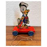 Vintage Fisher Price Donald Duck Wooden Pull Toy