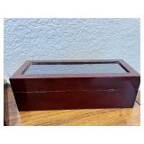 Wooden Cigar Humidor and Glass Top Watch Display Box Set