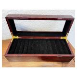 Wooden Cigar Humidor and Glass Top Watch Display Box Set