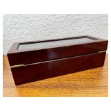 Wooden Cigar Humidor and Glass Top Watch Display Box Set