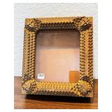 Antique Tramp Art Wooden Shadow Box Frame with Carved Accents