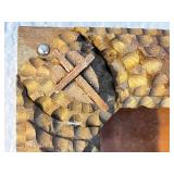 Antique Tramp Art Wooden Shadow Box Frame with Carved Accents