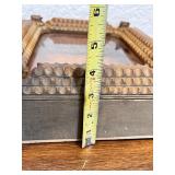 Antique Tramp Art Wooden Shadow Box Frame with Carved Accents