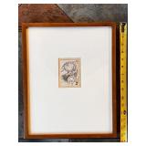 Framed Japanese Woodblock Print with Mat, 13x11 Inches