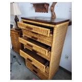 Mid-Century Italian 10-Drawer Rattan and Bamboo Chest of Drawers 28x20x51 Inches