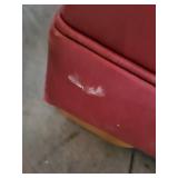 Red Leather Armchair with Wide Seat and Padded Arms