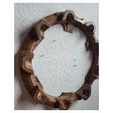 Carved Wooden Circular Display Stand with Compartments, 22 Inch Diameter