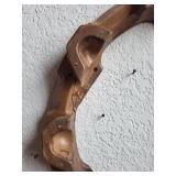 Carved Wooden Circular Display Stand with Compartments, 22 Inch Diameter