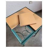 Metal Accent Table with Removable Ceramic Tiles, 12x21 Inches