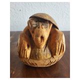 Hand-Carved Coconut Monkey Bank with Eyeglasses