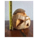 Hand-Carved Coconut Monkey Bank with Eyeglasses