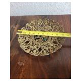 Decorative Jerusalem Brass Filigree Dish with Ornate Design
