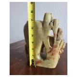 Vintage Chinese Soapstone Carved Vase with Floral and Bird Motif