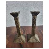 Pair of 1910 F&B Frankart Brass Candlestick Holders