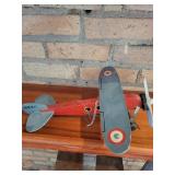 Wooden Biplane Model and Oak Pedestal Stand Set