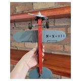 Wooden Biplane Model and Oak Pedestal Stand Set