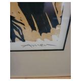 Pair of Framed Signed Linocut Prints by Amen, 17x22 Inches