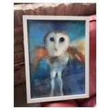 Framed Owl Artwork Print 13x17 Inches